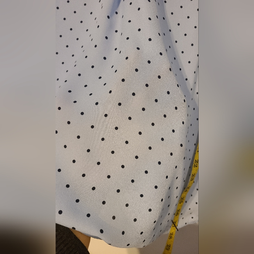 Banana Republic Sky Blue Polka Dot Blouse Sz L - Picture 6 of 8